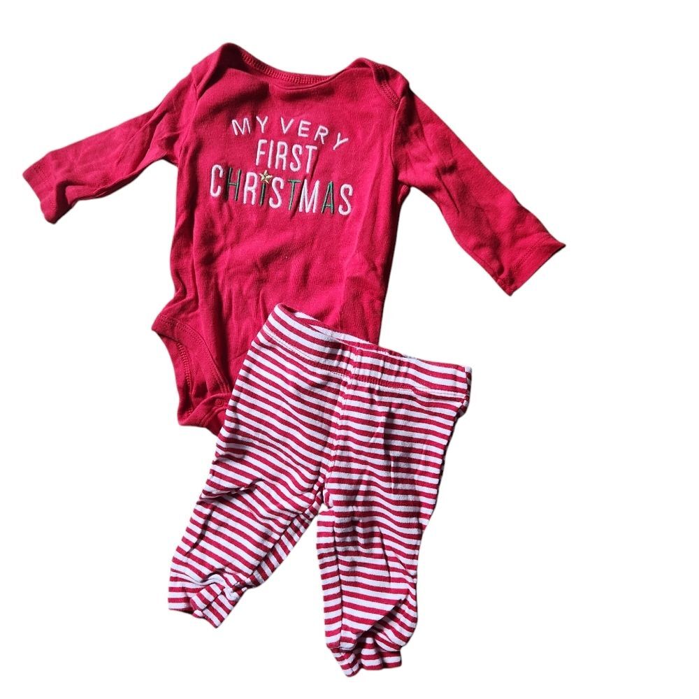 Carter's My Very First Christmas Long Sleeve Bodysuit & Pants Set Size 3 months